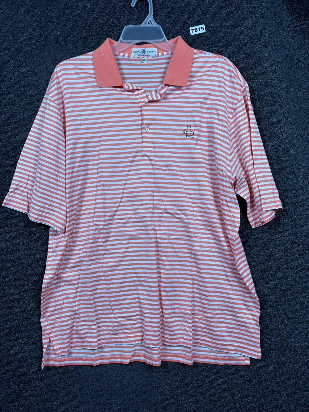 Fairway & Greene Polo Shirt Mens 2XL Orange White Stripe Mercerized Cotton Golf